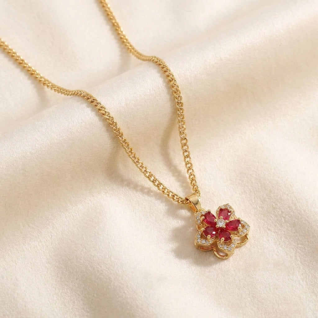 Ruby Blossom Rotating Pendant