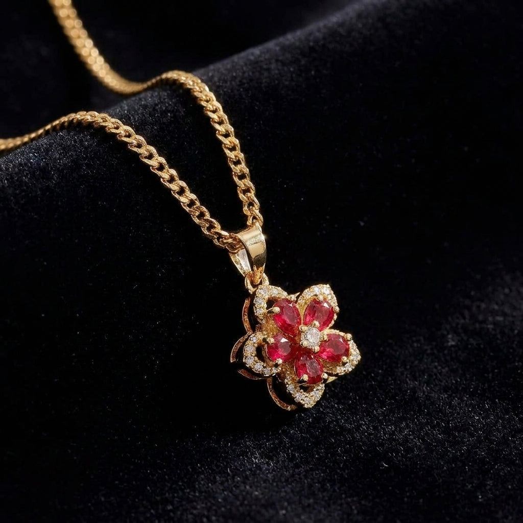 Ruby Blossom Rotating Pendant